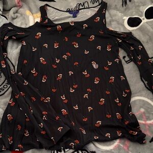Aeropostale Black Top with Red Floral Design